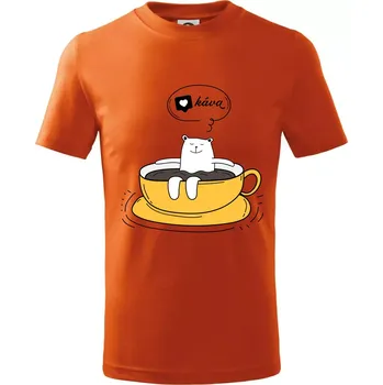 Chlapecké tričko Miluji kávu - Tričko dětské bavlněné - 134 cm/8 let ( Oranžová )