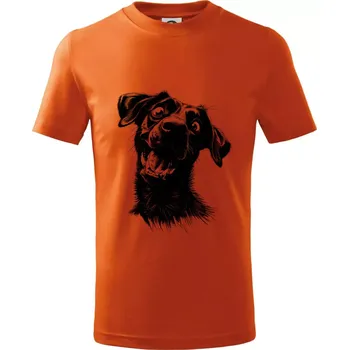 Chlapecké tričko Černobílá karikatura Labrador tmavý - Tričko dětské bavlněné - 98 cm / 2 roky ( Oranžová )