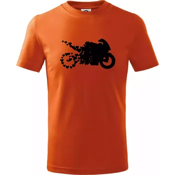 Moto love - Tričko dětské bavlněné - 134 cm/8 let ( Oranžová )
