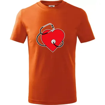 Internista srdce - Tričko dětské bavlněné - 134 cm/8 let ( Oranžová )