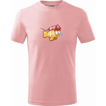 Raketová ryba - Tričko dětské bavlněné - 98 cm / 2 roky ( Růžová )