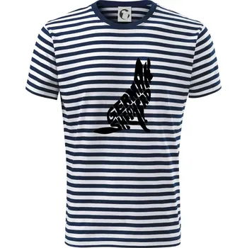 Německý ovčák sedící napis - Triko na vodu - L ( Prouhovaná )