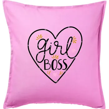 Polštář Girl boss - srdce - Polštář 50x50 - 50x50 - Pouze potah ( Růžová )