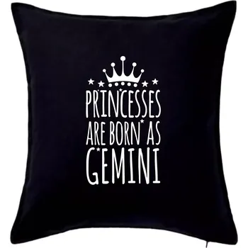 Polštář Princesses are born as Gemini - Blíženci - Polštář 50x50 - 50x50 - Pouze potah ( Černá )