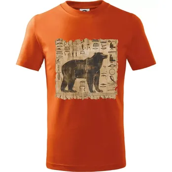 Chlapecké tričko Egyptské hieroglyfy medvěd - Tričko dětské bavlněné - 98 cm / 2 roky ( Oranžová )