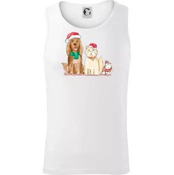 Veselé vánoce - pes, křeček a kočka - Tílko pánské Core - 2XL ( Bílá )