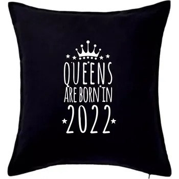 Polštář Queens are born in 2022 - Polštář 50x50 - 50x50 - Pouze potah ( Černá )