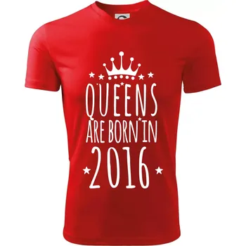 Queens are born in 2016 - Dětské triko sportovní (dresovina) - 158 cm/12 let ( Červená )