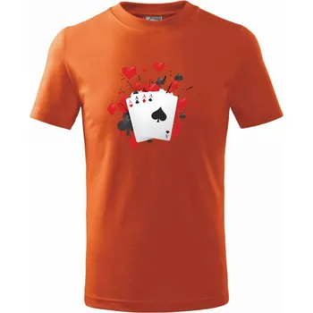 Chlapecké tričko Poker karty splash - Tričko dětské bavlněné - 158 cm/12 let ( Oranžová )