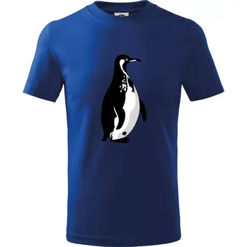 Chlapecké tričko Tučňák černobílý z boku - Tričko dětské bavlněné - 98 cm / 2 roky ( Královská modrá )