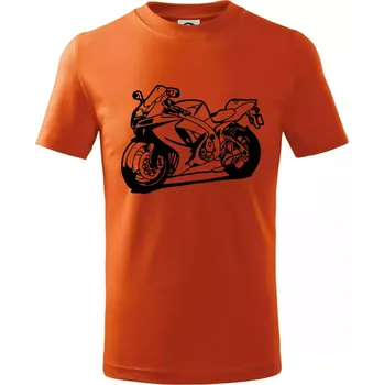 Sportovní motorka - Tričko dětské bavlněné - 146 cm/10 let ( Oranžová )