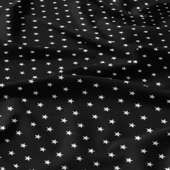 Dětská bavlněná látka Hvězdy Bílé na Černém