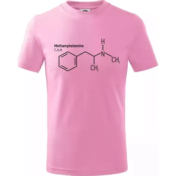 Molekulární struktura Metamfetamin - Tričko dětské bavlněné - 98 cm / 2 roky ( Růžová )