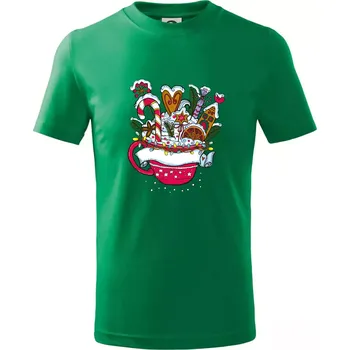 Vánoční Punč - hrneček (Pecka design) - Tričko dětské bavlněné - 98 cm / 2 roky ( Středně zelená )