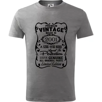 Vintage Etiketa - 2001 - Tričko dětské bavlněné - 98 cm / 2 roky ( Tmavě šedý melír )