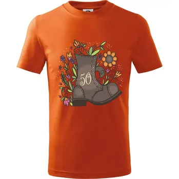 Stará bota 50 - Tričko dětské bavlněné - 98 cm / 2 roky ( Oranžová )