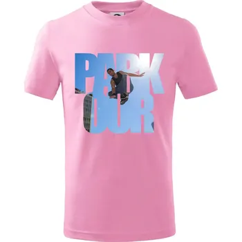 Parkour nápis nebe - Tričko dětské bavlněné - 98 cm / 2 roky ( Růžová )