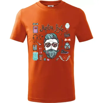 Chlapecké oblečení Hipster style - Tričko dětské bavlněné - 158 cm/12 let ( Oranžová )