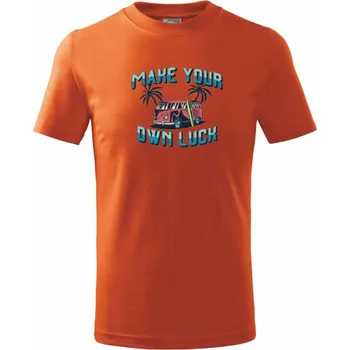 Chlapecké oblečení Make your own luck - Tričko dětské bavlněné - 98 cm / 2 roky ( Oranžová )