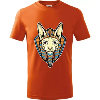 Chlapecké tričko Egyptská kočka - Tričko dětské bavlněné - 146 cm/10 let ( Oranžová )
