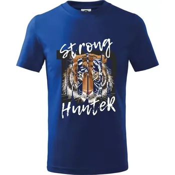 Chlapecké tričko Tygr - Strong Hunter - Tričko dětské bavlněné - 98 cm / 2 roky ( Královská modrá )