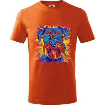 Chlapecké oblečení Knírač barevný styl 70s - Tričko dětské bavlněné - 104-110cm / 3-4 roky ( Oranžová )