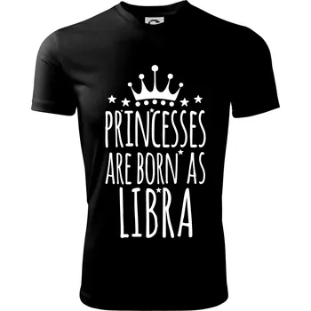 Chlapecké tričko Princesses are born as Libra - Váhy - Dětské triko sportovní (dresovina) - 122 cm/6 let ( Černá )