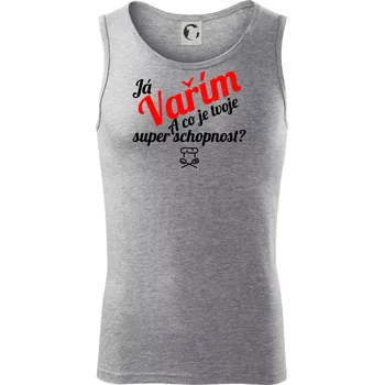 Já vařím - tvoje superschopnost? šikmý nápis - Tílko pánské Core - M ( Tmavě šedý melír )