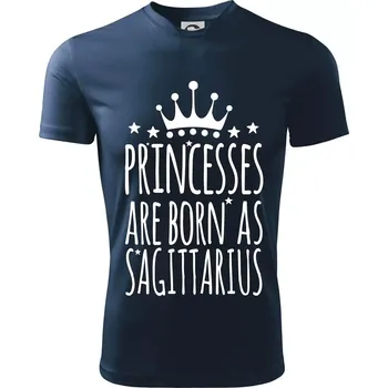 Princesses are born as Sagittarius - Střelec - Dětské triko sportovní (dresovina) - 146 cm/10 let ( Námořní modrá (velmi tmavá - téměř černá) )