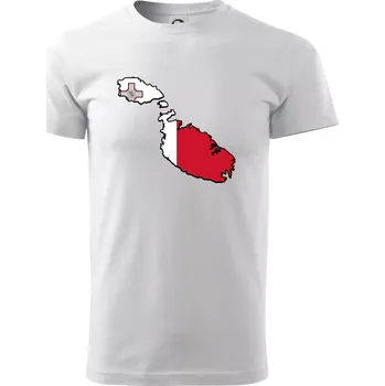 Mapa Malta s vlajkou - Triko extra velké (5-8XL) - 7XL ( Bílá )