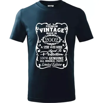 Chlapecké tričko Vintage Etiketa - 2002 - Tričko dětské bavlněné - 98 cm / 2 roky ( Námořní modrá (velmi tmavá - téměř černá) )