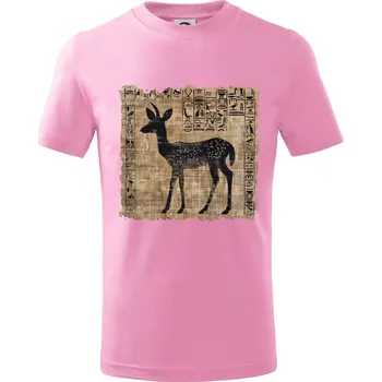 Egyptské hieroglyfy srnka - Tričko dětské bavlněné - 122 cm/6 let ( Růžová )