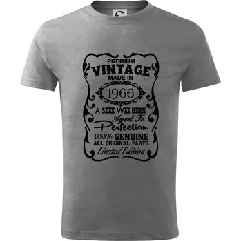 Chlapecké tričko Vintage Etiketa - 1966 - Tričko dětské bavlněné - 98 cm / 2 roky ( Tmavě šedý melír )