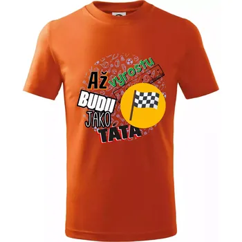 Až vyrostu budu jako táta - závodník - Tričko dětské bavlněné - 158 cm/12 let ( Oranžová )