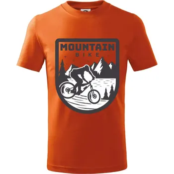 MTB mountain bike logo prsa zaoblené - Tričko dětské bavlněné - 104-110cm / 3-4 roky ( Oranžová )