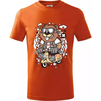 Sysel na skútru - Tričko dětské bavlněné - 134 cm/8 let ( Oranžová )