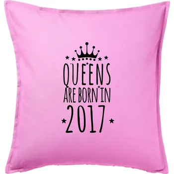Polštář Queens are born in 2017 - Polštář 50x50 - 50x50 - Pouze potah ( Růžová )