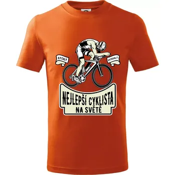 Nejlepší cyklista na světě - Tričko dětské bavlněné - 134 cm/8 let ( Oranžová )