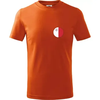Chlapecké tričko Vlajka Malta kulatá na prso - Tričko dětské bavlněné - 158 cm/12 let ( Oranžová )