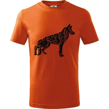 Chlapecké tričko Německý ovčák - tattoo - Tričko dětské bavlněné - 122 cm/6 let ( Oranžová )