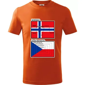 Norská a česká vlajka - Tričko dětské bavlněné - 104-110cm / 3-4 roky ( Oranžová )
