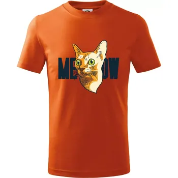Chlapecké tričko Kočka meow - Tričko dětské bavlněné - 122 cm/6 let ( Oranžová )