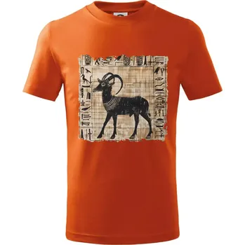 Egyptské hieroglyfy koza - Tričko dětské bavlněné - 134 cm/8 let ( Oranžová )