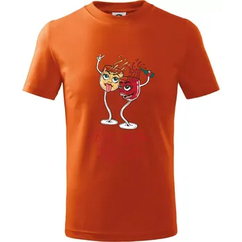 Best wine friends dancing (Pecka design) - Tričko dětské bavlněné - 134 cm/8 let ( Oranžová )