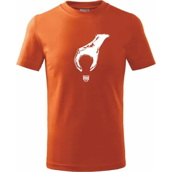 Žárovka - ruka - Tričko dětské bavlněné - 158 cm/12 let ( Oranžová )