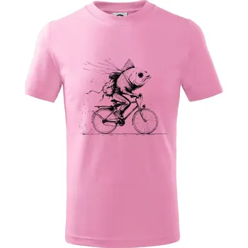 Chlapecké tričko Ryba na kole - Tričko dětské bavlněné - 98 cm / 2 roky ( Růžová )