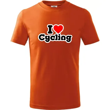 Chlapecké tričko I love cycling - Tričko dětské bavlněné - 122 cm/6 let ( Oranžová )