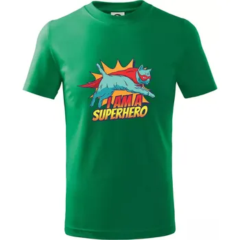 Kočka I am a Superhero - Tričko dětské bavlněné - 98 cm / 2 roky ( Středně zelená )