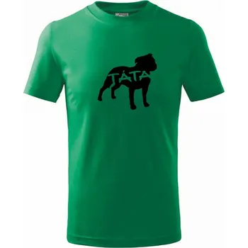 Chlapecké tričko Stafordširský bullteriér táta obrys - Tričko dětské bavlněné - 98 cm / 2 roky ( Středně zelená )