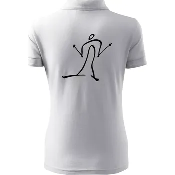 Běžkař kreslený - Polokošile dámská Pique Polo - XS ( Bílá )